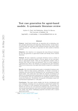 Test case generation for agent-based models: A systematic literature
  review