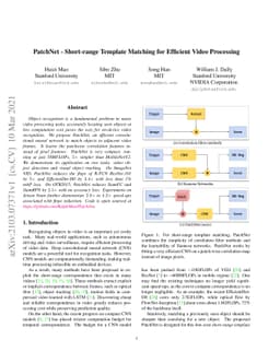 PatchNet -- Short-range Template Matching for Efficient Video Processing