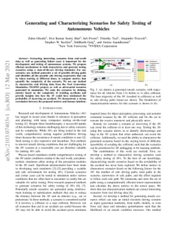 Generating and Characterizing Scenarios for Safety Testing of Autonomous
  Vehicles