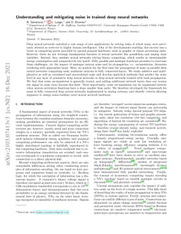 Understanding and mitigating noise in trained deep neural networks