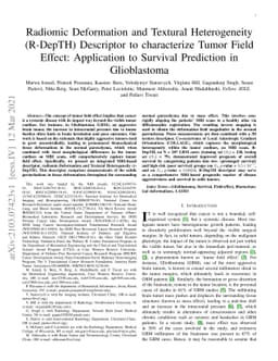 Radiomic Deformation and Textural Heterogeneity (R-DepTH) Descriptor to
  characterize Tumor Field Effect: Application to Survival Prediction in
  Glioblastoma
