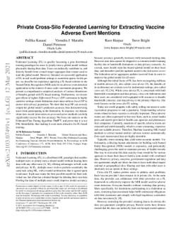 Private Cross-Silo Federated Learning for Extracting Vaccine Adverse
  Event Mentions