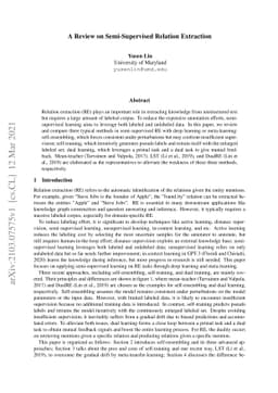 A Review on Semi-Supervised Relation Extraction