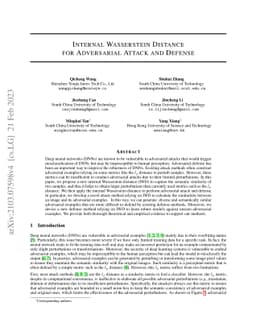 Internal Wasserstein Distance for Adversarial Attack and Defense