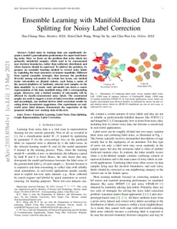 Ensemble Learning with Manifold-Based Data Splitting for Noisy Label
  Correction