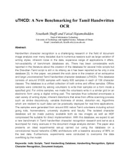 uTHCD: A New Benchmarking for Tamil Handwritten OCR