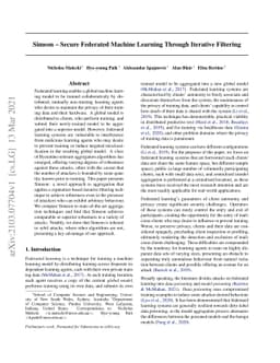 Simeon -- Secure Federated Machine Learning Through Iterative Filtering