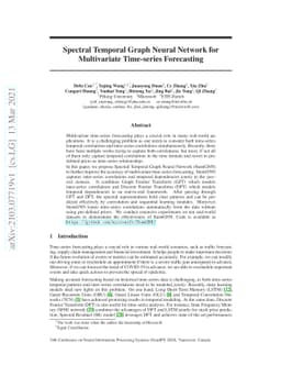 Spectral Temporal Graph Neural Network for Multivariate Time-series
  Forecasting
