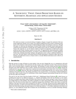 A `Sourceful' Twist: Emoji Prediction Based on Sentiment, Hashtags and
  Application Source