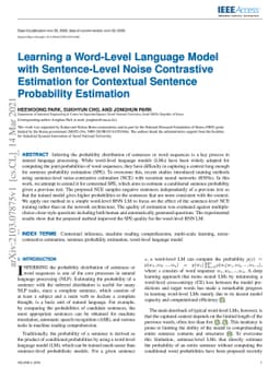 Learning a Word-Level Language Model with Sentence-Level Noise
  Contrastive Estimation for Contextual Sentence Probability Estimation