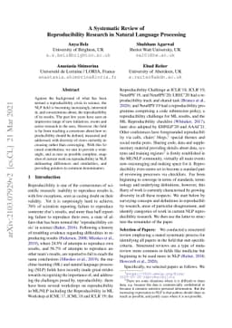 A Systematic Review of Reproducibility Research in Natural Language
  Processing