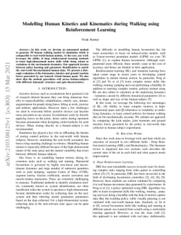 Modelling Human Kinetics and Kinematics during Walking using
  Reinforcement Learning