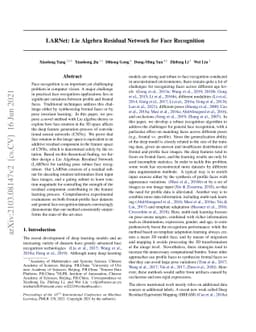 LARNet: Lie Algebra Residual Network for Face Recognition