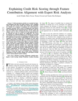 Explaining Credit Risk Scoring through Feature Contribution Alignment
  with Expert Risk Analysts