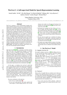 Wav2vec-C: A Self-supervised Model for Speech Representation Learning