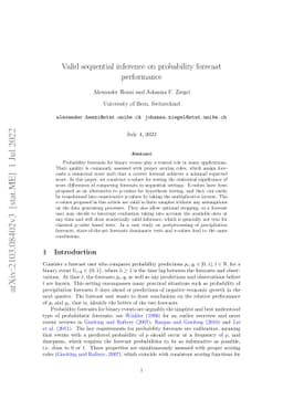 Valid sequential inference on probability forecast performance