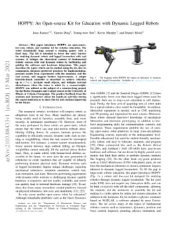 HOPPY: An Open-source Kit for Education with Dynamic Legged Robots