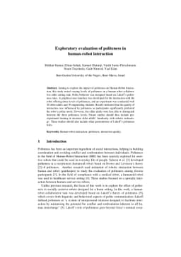 Exploratory evaluation of politeness in human-robot interaction
