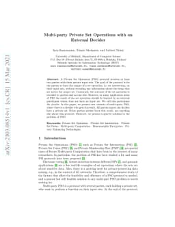 Multi-party Private Set Operations with an External Decider