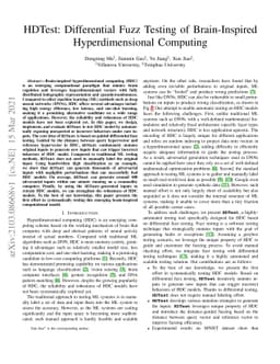 HDTest: Differential Fuzz Testing of Brain-Inspired Hyperdimensional
  Computing
