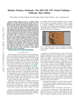 Robotics During a Pandemic: The 2020 NSF CPS Virtual Challenge --
  SoilScope, Mars Edition