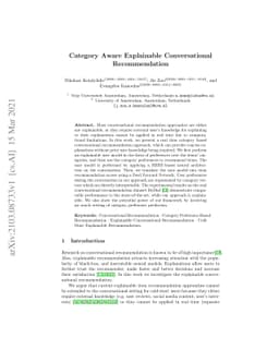 Category Aware Explainable Conversational Recommendation