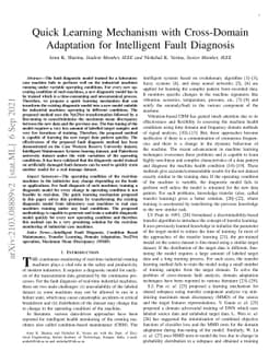 Quick Learning Mechanism with Cross-Domain Adaptation for Intelligent
  Fault Diagnosis