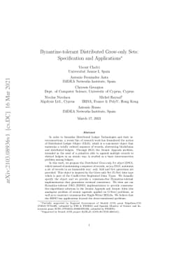 Byzantine-tolerant Distributed Grow-only Sets: Specification and
  Applications