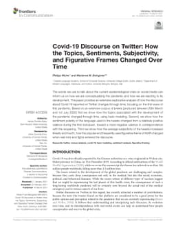 Covid-19 Discourse on Twitter: How the Topics, Sentiments, Subjectivity,
  and Figurative Frames Changed Over Time