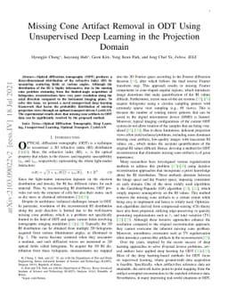 Missing Cone Artifacts Removal in ODT using Unsupervised Deep Learning
  in Projection Domain