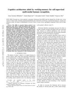 Cognitive architecture aided by working-memory for self-supervised
  multi-modal humans recognition