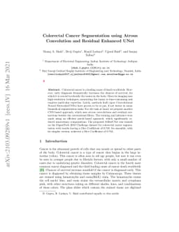 Colorectal Cancer Segmentation using Atrous Convolution and Residual
  Enhanced UNet