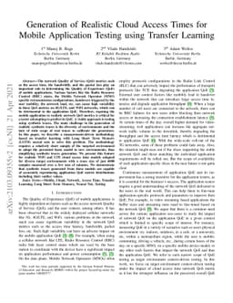 Generation of Realistic Cloud Access Times for Mobile Application
  Testing using Transfer Learning