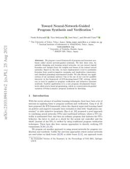 Toward Neural-Network-Guided Program Synthesis and Verification