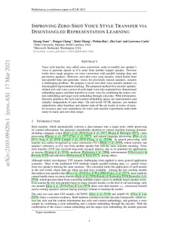 Improving Zero-shot Voice Style Transfer via Disentangled Representation
  Learning