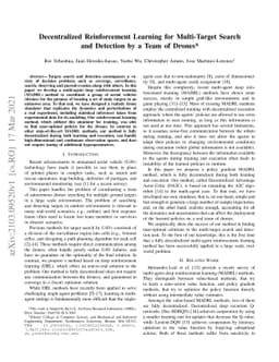 Decentralized Reinforcement Learning for Multi-Target Search and
  Detection by a Team of Drones