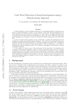 Code Word Detection in Fraud Investigations using a Deep-Learning
  Approach