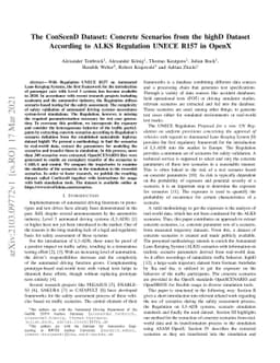 The ConScenD Dataset: Concrete Scenarios from the highD Dataset
  According to ALKS Regulation UNECE R157 in OpenX