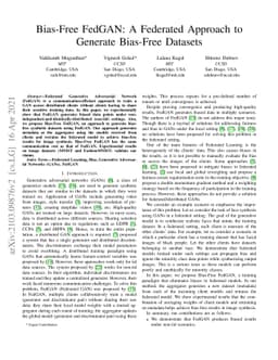 Bias-Free FedGAN: A Federated Approach to Generate Bias-Free Datasets