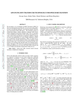 Advancing RNN Transducer Technology for Speech Recognition