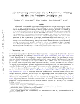 Understanding Generalization in Adversarial Training via the
  Bias-Variance Decomposition