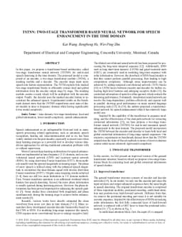 TSTNN: Two-stage Transformer based Neural Network for Speech Enhancement
  in the Time Domain