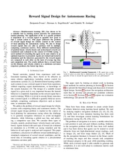 Reward Signal Design for Autonomous Racing