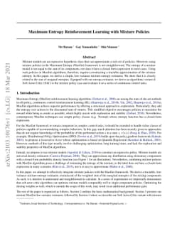Maximum Entropy Reinforcement Learning with Mixture Policies