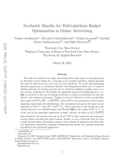 Stochastic Bandits for Multi-platform Budget Optimization in Online
  Advertising