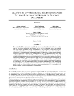 Learning How to Optimize Black-Box Functions With Extreme Limits on the
  Number of Function Evaluations