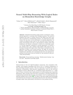 Neural Multi-Hop Reasoning With Logical Rules on Biomedical Knowledge
  Graphs