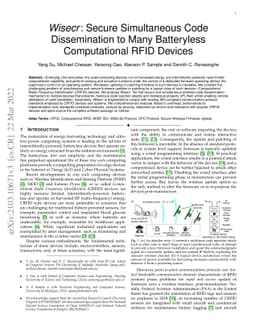 Wisecr: Secure Simultaneous Code Disseminationto Many Batteryless
  Computational RFID Devices