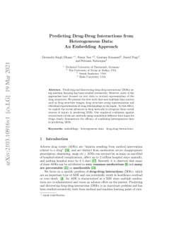 Predicting Drug-Drug Interactions from Heterogeneous Data: An Embedding
  Approach