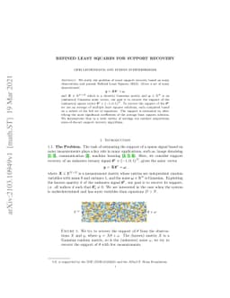 Refined Least Squares for Support Recovery